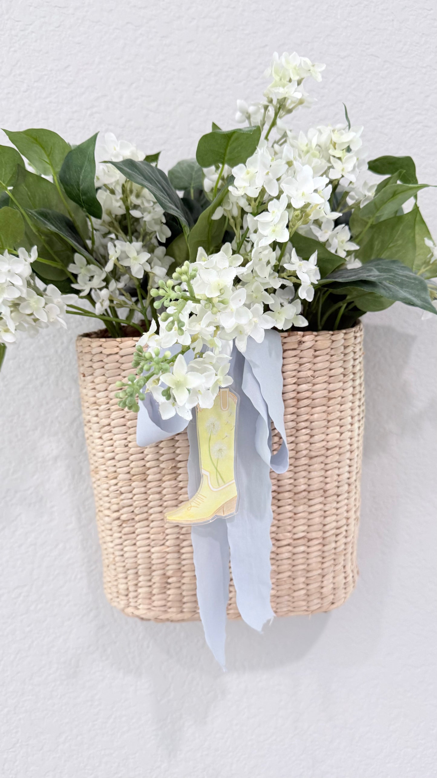 watercolor dandelion cowboy boot design on acrylic block cut out