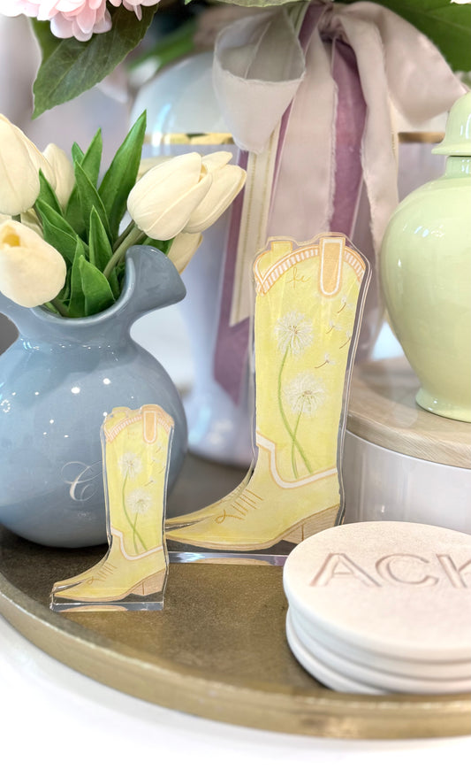 Dandelion Boot | Acrylic Cowboy Boot Decor